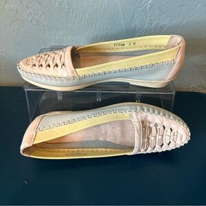 Cream and Gray Flats with Woven Design